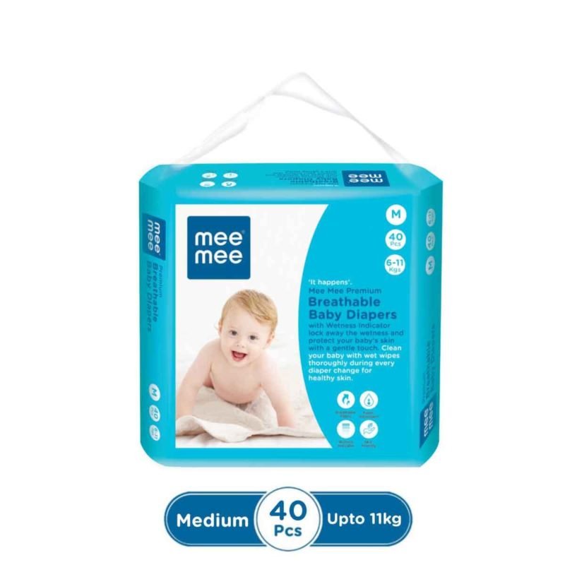 Mee Mee Premium Breathable Baby Diapers (Medium - 40pcs)