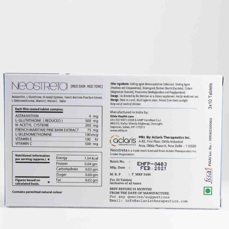 NEOSTREATOI Glutathione Tablets - 3x10