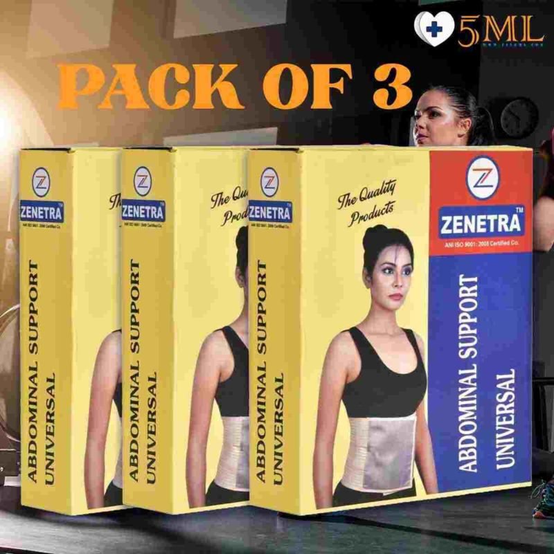 Zenetra ABDOMINAL SUPPORT UNIVERSAL - Complete Adjustable Comfort to Wear - Free Size pack of 3