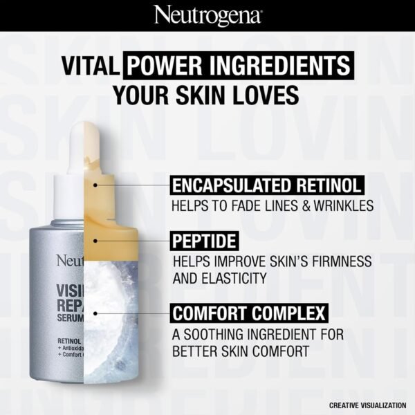 Neutrogena Visible Repair Anti-Ageing Retinol + Peptide Night Face Serum For Wrinkles & Fine Lines - Image 4