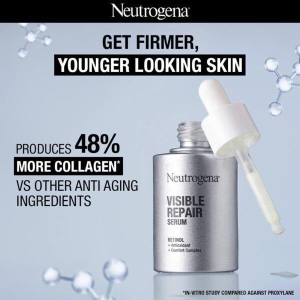 Neutrogena Visible Repair Anti-Ageing Retinol + Peptide Night Face Serum For Wrinkles & Fine Lines - Image 5