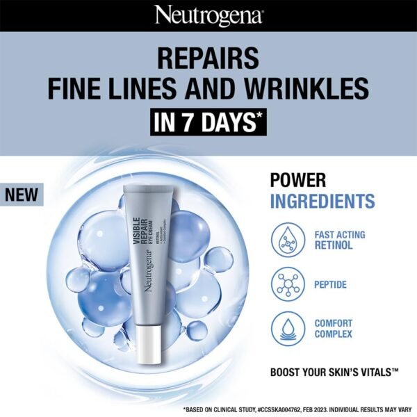 Neutrogena Visible Repair Retinol + Peptide Night Eye Cream For Anti-Ageing, Dark Circles & Wrinkles(15gm) - Image 4